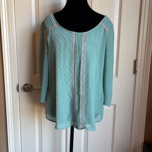 LC LAUREN CONRAD Pleated Lace Blouse